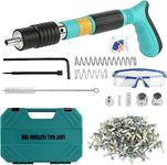 Manual Steel Nail Gun Tool with 110pcs Nails, 5 Speed Adjustable Manual Steel Nail Gun, Wall Fastening Power Tool, Portable Nail Shooting Machine for Ceiling/Wire Hider/Install Nail Shooting (Green)