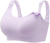 Angelhood Women's Plus Size Nursing Bra Support Nursing Sports Bra Cotton Breastfeeding Maternity Bras, Purple, Large