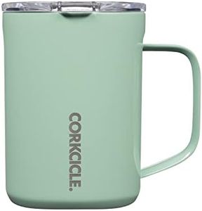 Corkcicle Origins Travel Coffee Mug - Triple Insulated Stainless Steel Cup with Handle for Tea, Hot Chocolate, Coffees, & More - Spill Proof, Reusable, BPA-Free, Dishwasher Safe - Matcha, 475ml/16oz