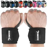 DMoose Wrist Straps for Weightlifting 12 and 18 Inches Thumb Loops with Wrist Support for Workouts Powerlifting Wrist Straps for Weight Lifting Men and Women Black II