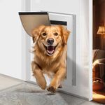 iPetba Heavy Duty Large Dog Door for Door Aluminum Profile Pet Doggie Doors for Interior Exterior with Telescoping Tunnel with Magnetic for Extreme Weather Insert with Single Flap-L (Up to 110 Lbs)