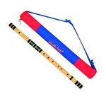 Sarfuddin Flutes E Natural Base Right Hand Bansuri Size 30 inches Bamboo Flute Black And Green Threads Combinations With Carry Bag