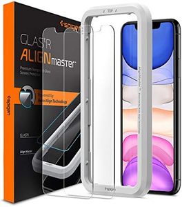 SPIGEN AlignMaster Glas.tR Slim Screen Protector Designed for Apple iPhone 11 (2020) Auto Align Technology Tempered Glass [1-Pack] - Clear