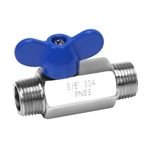 DERNORD Stainless Steel Ball Valve -3/8 Inch NPT Thread Male Small Mini Ball Valve (3/8" Male&Male)