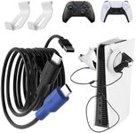 USB C Charger Cable and Storage Hooks Compatible with PS5 Controller, 4ft 2-in-1 Charging Cable Charger Cord Compatible with Playstation 5, PSVR2, and Xbox Series X/S Controller,USB C Powered Devices