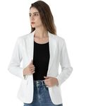 Beninos Womens One Button Blazer Lightweight Office Work Suit Jacket (918 White, L)