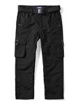 OCHENTA Boy's & Men's Pull on Casual Cargo Pants, Quick Dry Outdoor Hiking Camping Fishing for Kids Youth, Rivet Black, 30