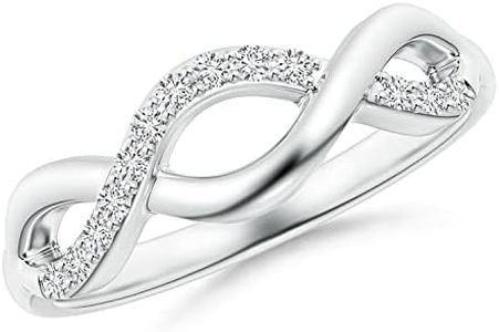 Angara 0.14 ct Single Sided Diamond Criss-Cross Infinity Ring in Sterling Silver | Natural Diamond Stackable Ring for Women | April Birthstone Jewelry Gift | KI3 | 1.35mm | Ring Size- 6.5