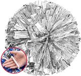 BCLAND Cheerleading Metallic Foil & Plastic Ring Pom Poms Cheerleading Poms Pack of 2 (Silver)