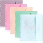 5 Pack Letter Size Discbound Pocket 8.5 * 11.1 Inch Discbound Notebook Planner Binder Pocket Dividers Plastic Envelopes For School Office Home Work Organizer