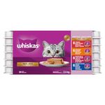 WHISKAS Adult Wet Cat Food Variety Pack Paté - Chicken, Salmon, Beef and Whitefish & Tuna, 100g Trays (24 Pack)