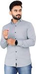 Flosive Men's Cotton Lycra Blend Checkered Men Shirt (2XL, GREY)