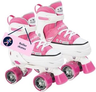 HUDORA Roller Skate in pink/black roller skates made of nylon - comfortable children's roller skates adjustable over 4 sizes - stylish roller skates for kids & teenagers