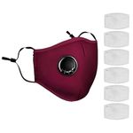 Yugan N99 Anti Pollution Reusable and Washable Face Masks with 6 Replaceable N99 Filters, Unisex, With Valve, Pack of 1 (Maroon)