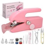Handheld Sewing Machine - Mini Portable Electric Sewing Machine for Beginners, Easy to Use, Fast Stitch for Fabrics & Clothes, DIY, Home, and Travel, Compact & Lightweight (Pink)