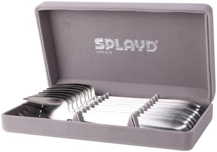 Splayd Luxury Utensils Satin 8-Piece Box Set - Silver | Felt-Lined Gift Case Ready for Gifting | Made from 18/8 Stainless Steel with a Finger-Proof Satin Finish | 7 Inches Long | Dishwasher-Safe