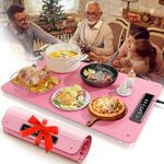 Food Warming Mat for Buffet,Electric Warming Tray with 4 Temperatures Setings and 1/3/5h Timer,Full Surface Heating Food Warmers for Parties Buffets Holidays Daily Use to Keep Food Warm（Pink）