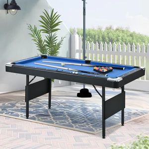 5.5 ft Foldable Billiard Table - Space-Saving Indoor/Outdoor Pool Table with Complete Set of Accessories for Kids & Adults