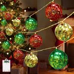 Christmas Decorations Lights, 13.5ft 20 Led Battery Christmas Lights with Timer & 8 Modes, Christmas Ball Ornaments Lights for Xmas Tree Wreath Window Wall Home Garden Outdoor Indoor Decor