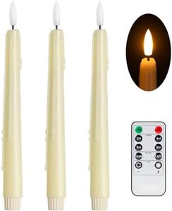 Stmarry 3 Pack Flameless Taper Candles with Remote and Timer - 9.65 Inch Ivory Real Wax LED Candlesticks - Wax Drip Battery Operated Tall Taper Candles with 3D Flickering Flame