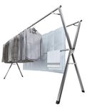 Clothes Drying Rack 95 Inches Folding Outdoor Indoor, Drying Rack Clothing Collapsible, Foldable Laundry Drying Rack, Heavy Duty Stainless Steel Clothesline