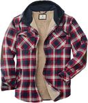 Legendary Whitetails Men's Standard Camp Berber Lined Hooded Flannel Shirt Jacket, Night Racer Plaid, Medium