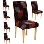 Styleys Polyester Chair Cover Stretchable Removable Washable Dining Chair Cover Set Of 6 Seater Slipcovers (Set Of 6, Slmc142 Maroon Leaf)