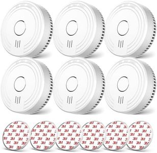 Ecoey Smoke Alarm Fire Detector, Battery Included Photoelectric Smoke Detector with Test Button and Low Battery Signal, Small Fire Alarm for Home, Bedroom FJ136GB, 6 Packs