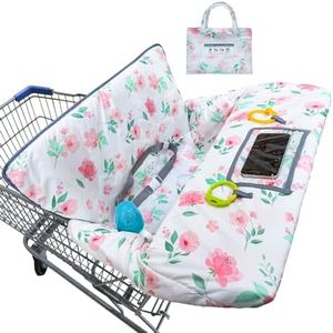 Basumee Shopping Cart Cover for Baby High Chair Covers for Restaurant Seat Grocery Cart Cover for Babies Girl Boy Cart Covers with Storage Pouch Baby Shopping Cart Cover, White