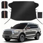 LAMITOCS Car Windscreen Cover for Sun,600D Oxford Cloth Car Windshield Cover with Rearview Mirror Cover,Frost Cover (68x47 inch)