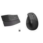 Logitech ERGO K860 Wireless Ergonomic Keyboard + Logitech Lift Vertical Ergonomic Mouse (Graphite)