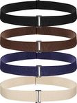 SATINIOR 4 Pack Women No Show Invisible Belt Elastic Stretch Waist Belt with Flat Buckle, Black Blue Khaki Brown, Medium