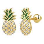 Pineapple Hypoallergenic Screw Back Earrings for Girls,925 Sterling Silver Stud Earrings Jewelry Gifts for Girls Teens Women Daughter