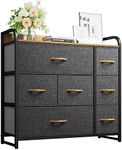 YITAHOME Dresser with 7 Drawers Storage Tower, Organizer Unit for Bedroom, Living Room, Hallway, Closets & Sturdy Steel Frame, Wooden Top & Easy Pull Fabric Bins, Grey