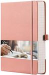 EMSHOI Graph Paper Notebook - 256 Pages A5 Graph Notebook/Journal, Hard Cover, 120gsm Thick Paper, Smooth PU Leather, Inner Pocket, 5.75'' × 8.38''-Pink