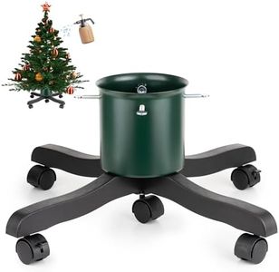 Live Christmas Tree Stand : Real Christmas Tree Stand Base With Wheels Movable Adjustable up to 6.5ft Hold 0.53gal Water Reservoir Goodjob Green
