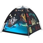 Super Big Pirate Play Tent - Exqline Large Kids Tent 60x60x48 inch Pop Up Dome Playhouse for Boys and Girls - Portable Cool Cartoon Pirate Black Tent for Indoor and Outdoor Fun, Perfect Kid’s Gift