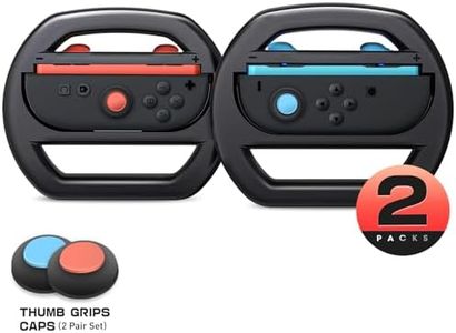 i-Blason Steering Wheel for Nintendo Switch 2 JoyCons 2025, Racing Wheel Games Accessories for Switch 2 JoyCon Controller Mario Kart 8 Deluxe with Rocker Caphead, 2 Pack Black