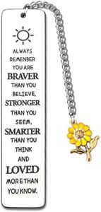 Inspirational Gifts Bookmarks for Girls Women Always Remember You are Braver Bookmark for Daughter Coworker Book Reader Lovers Gifts for Bookworm Encouragement Gift for Niece