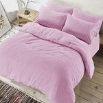 AR Textile Luxury Soft Teddy Bear Fleece Duvet cover with Pillowcases, Thermal Warm Fleece Bedding Set in single double king superking (Pink, Double)