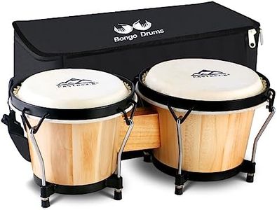 EastRock Bongo Drum 6” and 7” Set for Adults Kids Beginners Professionals Tunable Wood and Metal Drum Percussion Instruments with Bag and Tuning Wrench