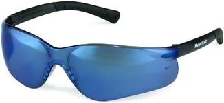 MCR Safety Crews BK318 BearKat 3 Polycarbonate Blue Mirror Lens Safety Glasses with Non-Slip Hybrid Black Temple Sleeve, 1 Pair