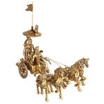 D Brasso Brass Chariot with Krishna & Arjuna Vijay Pataka and Lord Hanuman Sitting (Pack of 1, Standard, 1915 Grams).