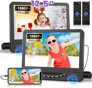 12.5" Dual Portable DVD Player for Car with 1080P HDMI Input, DESOBRY Car DVD Player Dual Screen Play A Same or Two Different Movies, 5 Hours Rechargeable Battery, Support USB, Regions Free