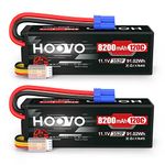 HOOVO 3S Lipo Battery, 11.1V 8200mAh 120C RC Battery, Hard Case with EC5 Plug Compatible with RC Car Boat Truck Truggy Buggy Racing Models, 2 Pack