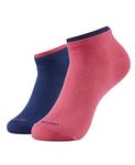 Jockey Women's Low Ankle Length Compact Cotton Stretch Socks with StayFresh Treatment (Pack of 2) 7491_Imperial Blue&Raspberry_Free Size