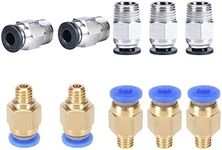 Lokkr Bowden Tube Coupler Set (10 Pcs), PC4-M6 Pneumatic Fitting Push to Connect and PC4-M10 Male Straight Pneumatic PTFE Tube Push in Quick Fitting Connector for 3D Printer Bowden Extruder, Ender 3