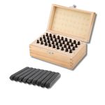 Metal and Leather Punch Kit, 36 Pcs 4 mm Steel Stamp Punch Set Alphabet Letter Number Die Tool with a Wooden Storage Box for Paper Leather Plastic Wood and Metal