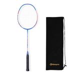KUMPOO Professional Badminton Racket, Carbon Fiber Badminton Racket Racquet with High Performance & Lightweight for Outdoor Sports Training Entertainment Games, ET50 Blue