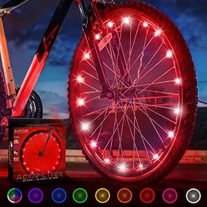 Activ Life Éclairage de Roue de vélo, éclairage de Roue de vélo à LED et Rayons de Pneu, Convient aux vélos d'enfants et d'adultes, Accessoires Amusants d'été, 1 Paquet (1 Roue), Rouge